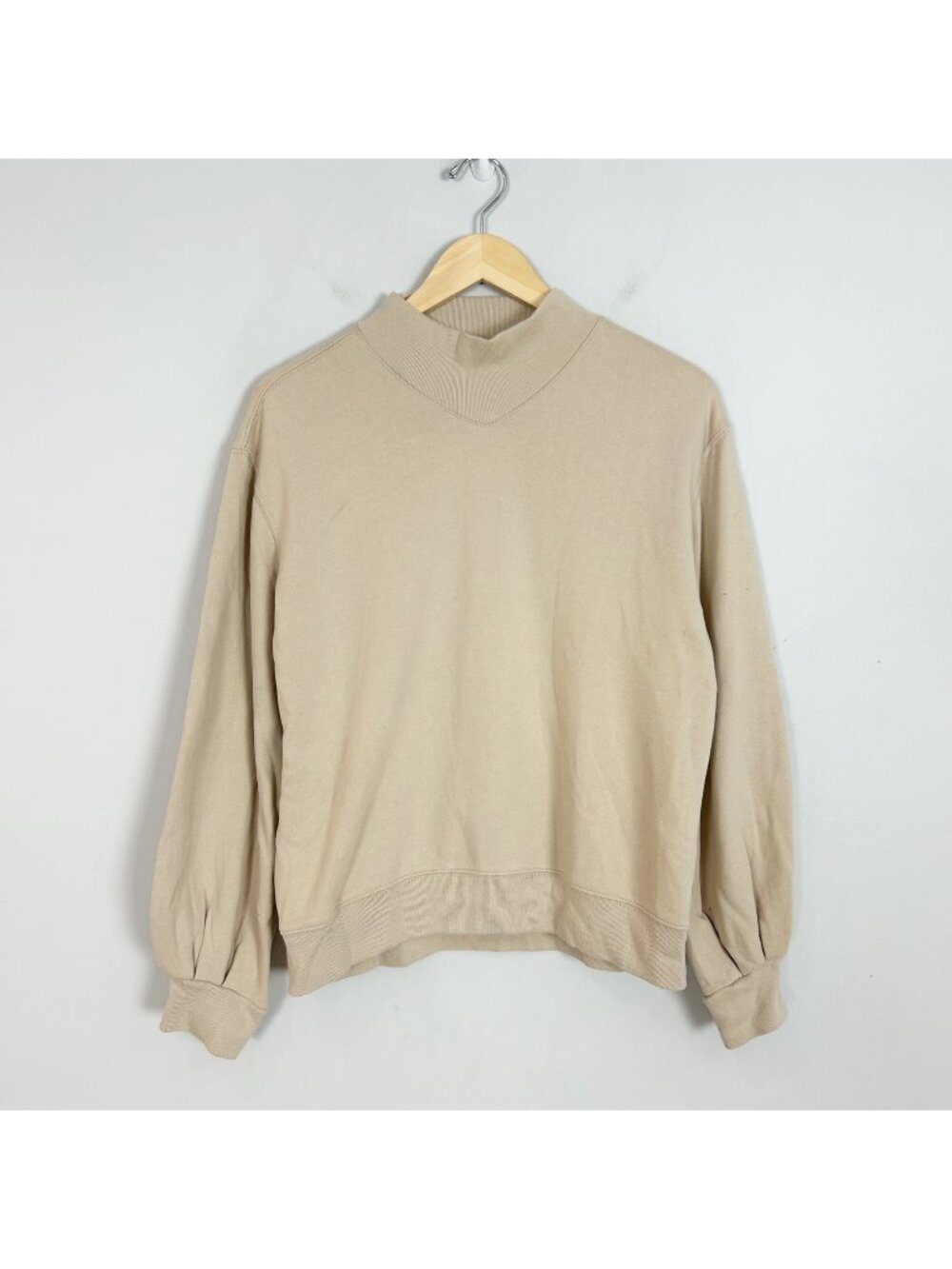 Abercrombie Soft A&F High Neck Sweatshirt Tan Earthy Minimalist Size Small Women